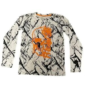 Chapter Young White Black Orange Spider Web Skull Top SZ 10/12 # 1559